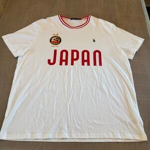 Polo Ralph Lauren Japan T-Shirt Mens XXL White Red P.R.L.F.C. Nippon-Koku Cotton